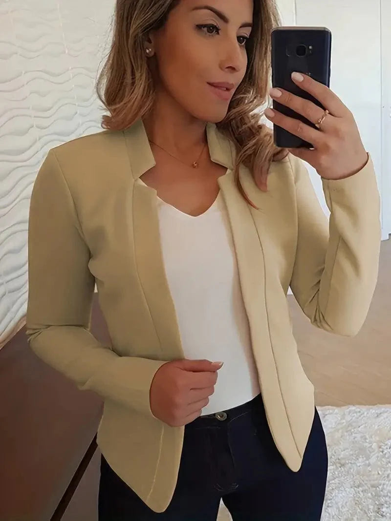 Sophisticated Split Front Blazer with Long Sleeves