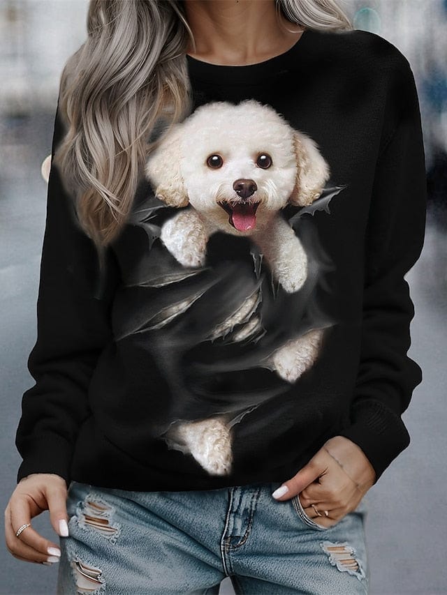 Dog Print Women's Pullover Sweatshirt