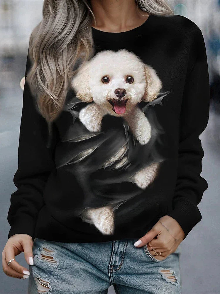 Dog Print Women's Pullover Sweatshirt
