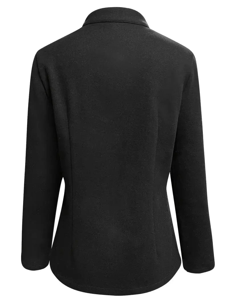 Solid Button-Up Women's Jacket, Stylish Outerwear with Long Sleeves, Casual Open Front Coat