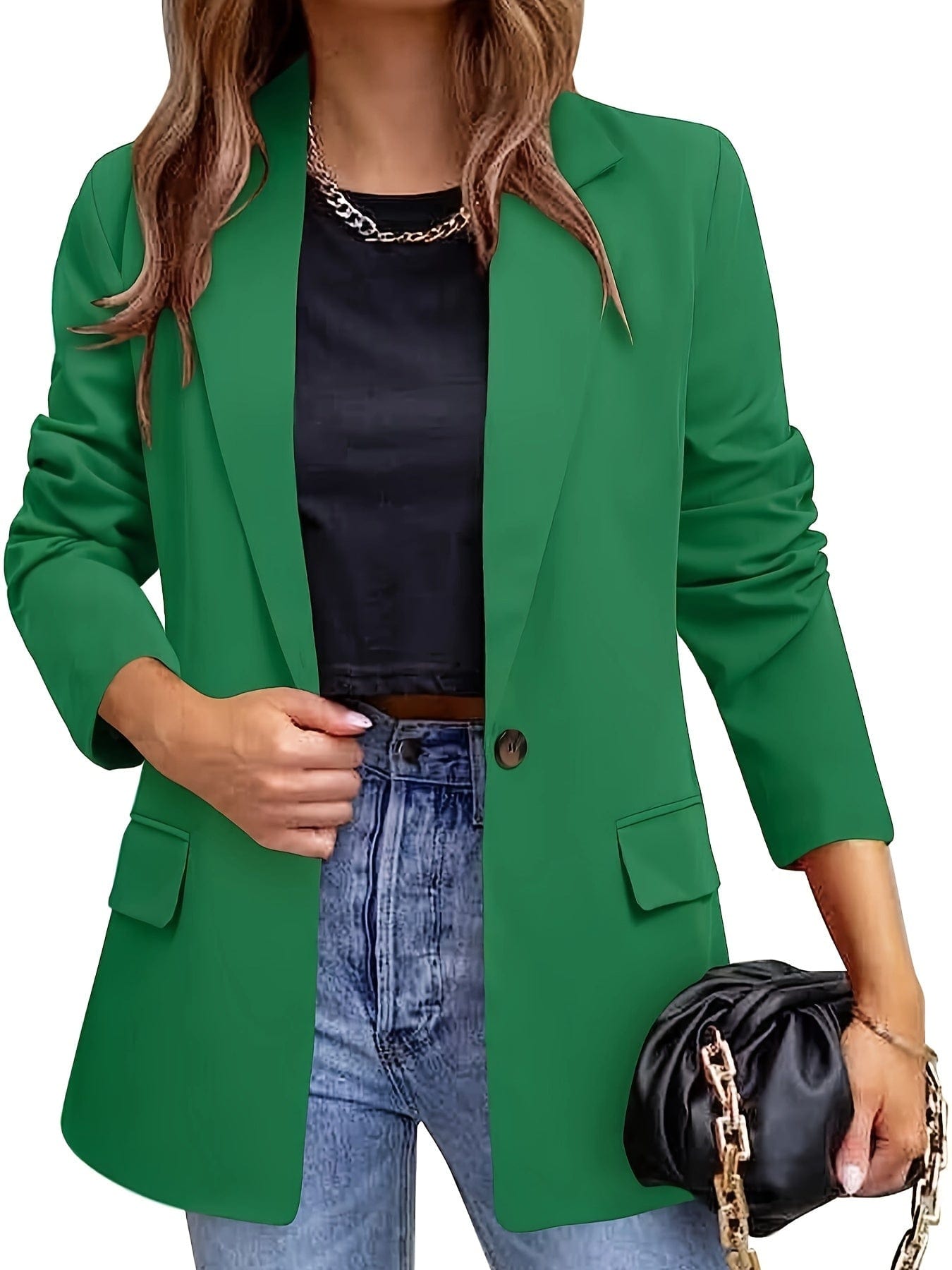 Office Work Lapel Stylish Button Front Blazer