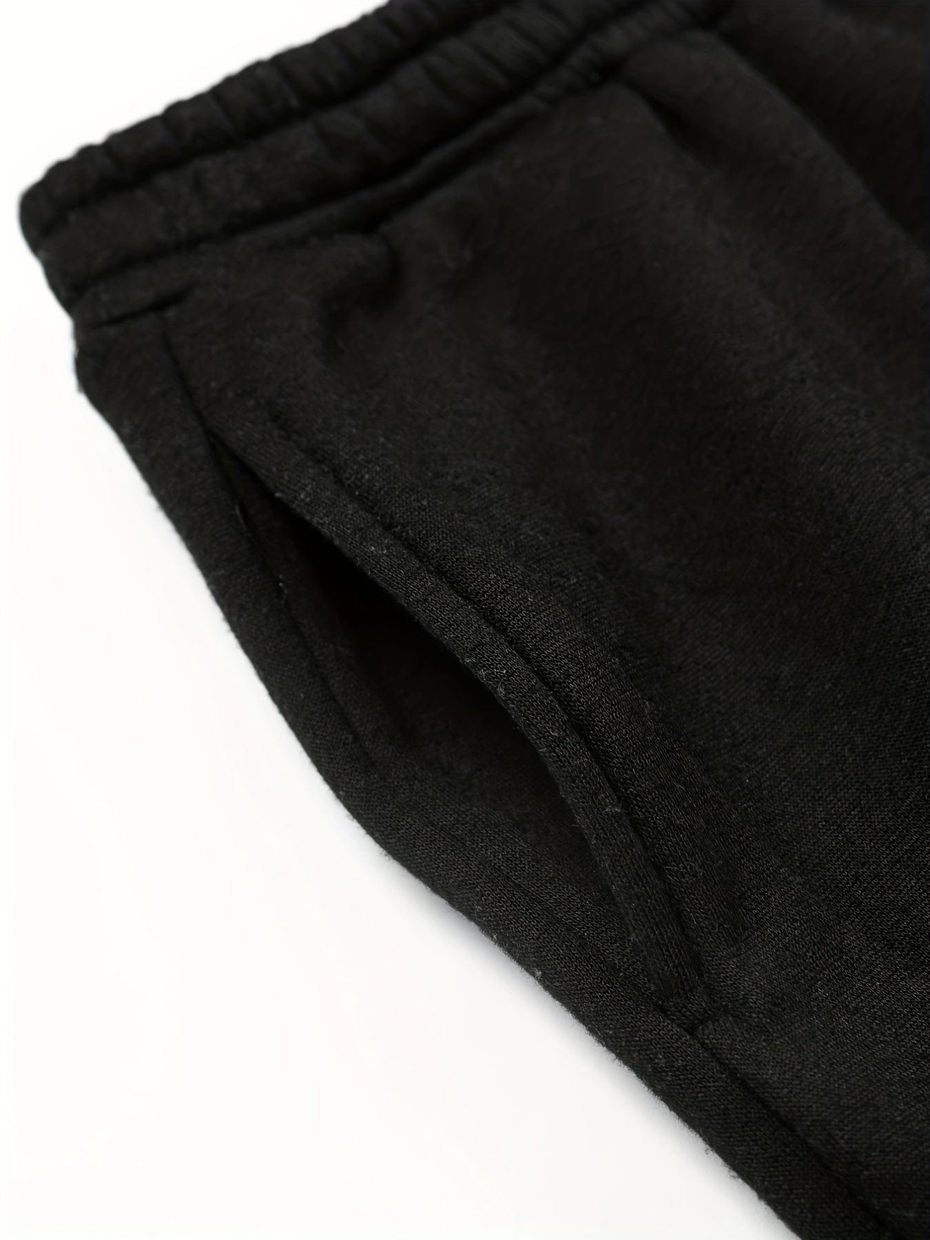 Elastic Hem Fleece Lining Drawstring Hoodie & Jogging Pants Two-Piece Set