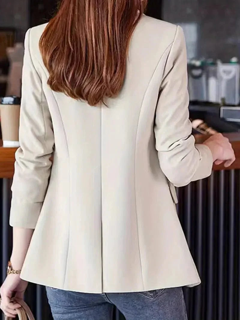 Elegant One Button Lapel Blazer for Women's Work Office Attire