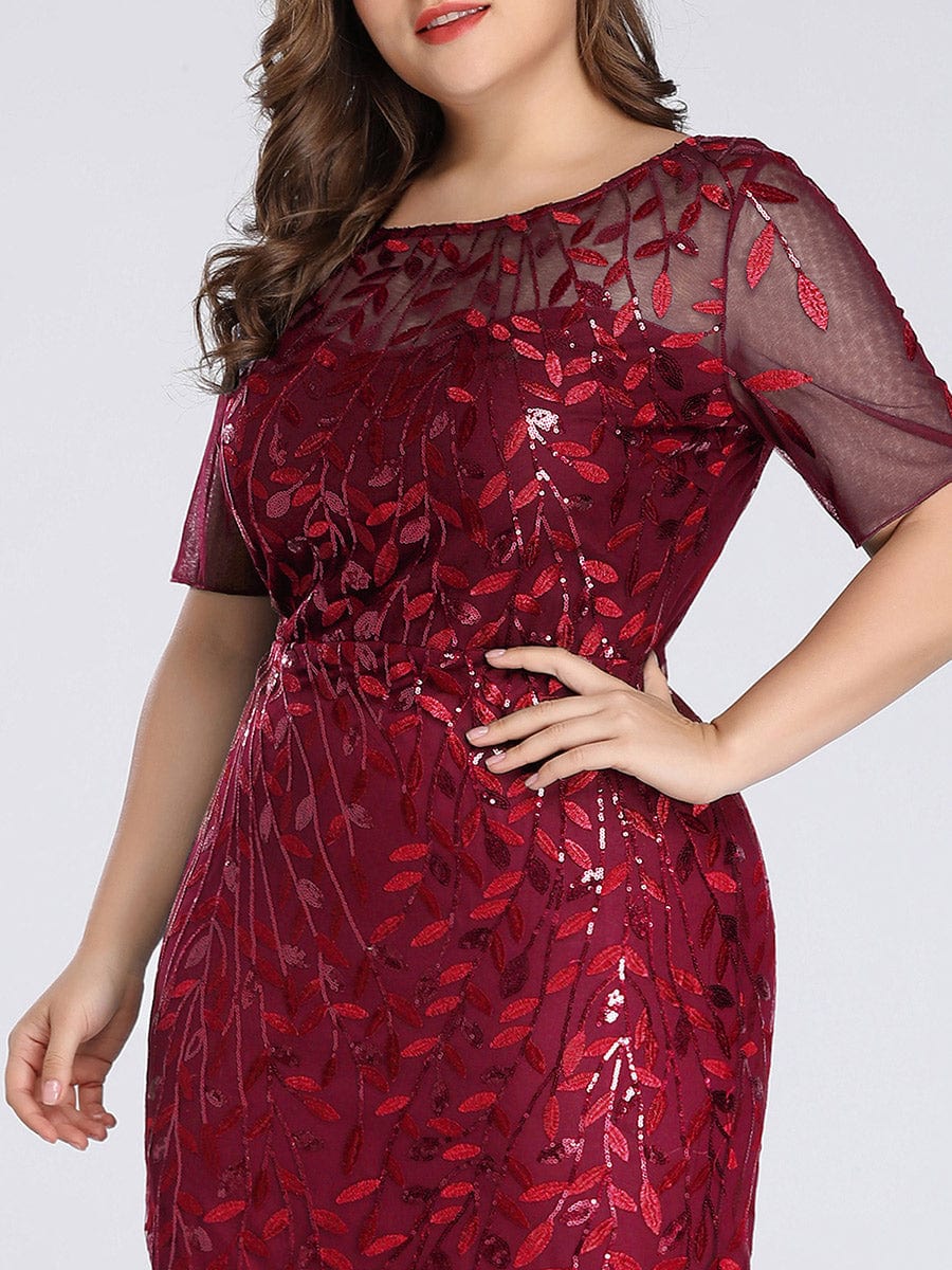Shimmery Sequin Floral Fishtail Tulle Dress for Plus Size Beauty