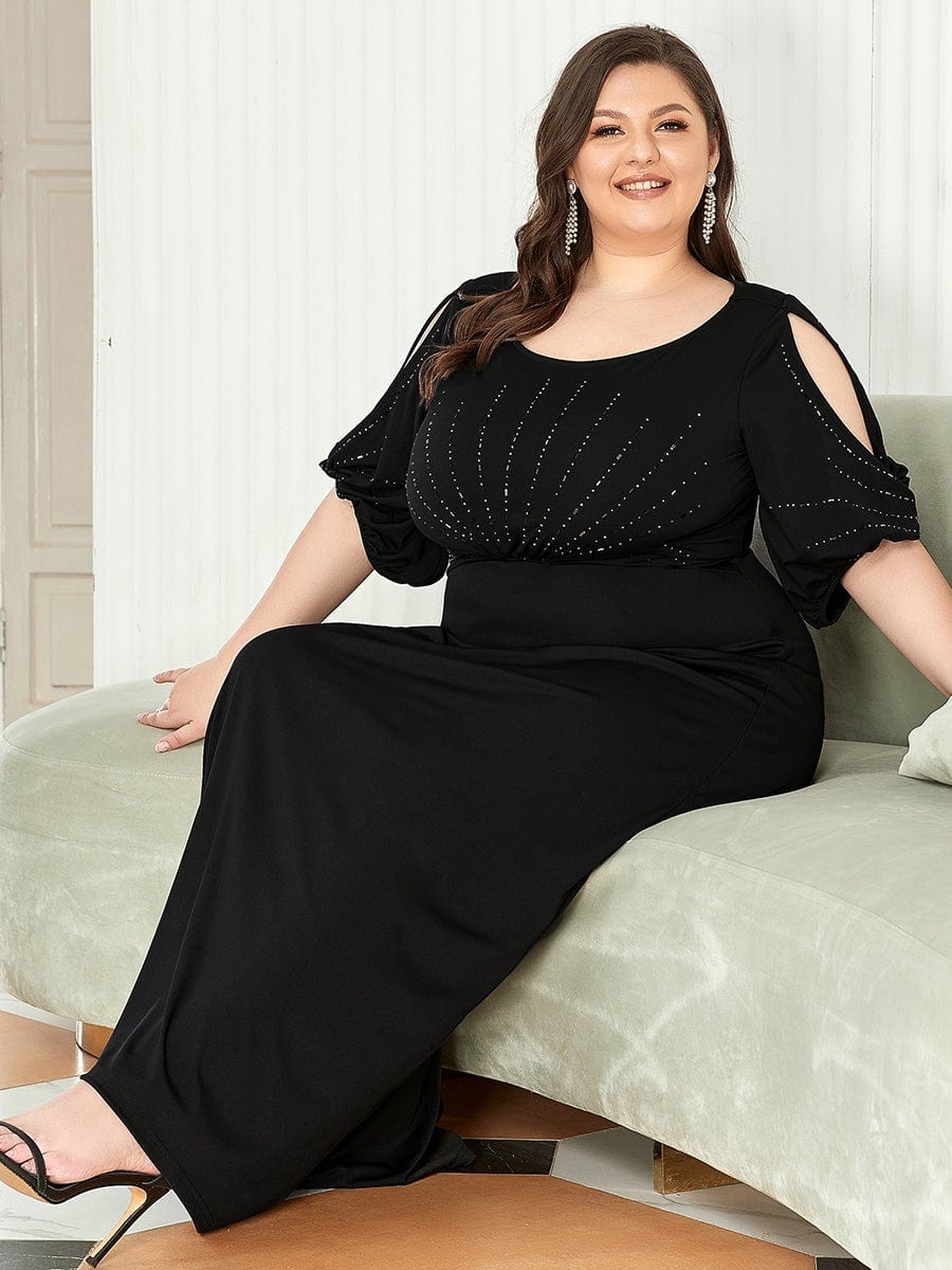 Elegant Plus Size Sparkling Bodycon Maxi Mermaid Evening Gown