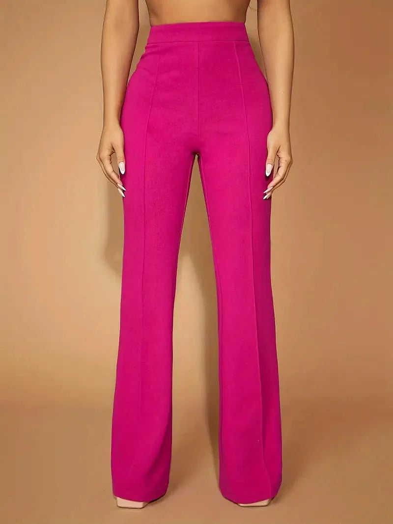 Flared High Waist Trousers, Stylish Bottoms Perfect for Spring & Autumn, Women's Apparel