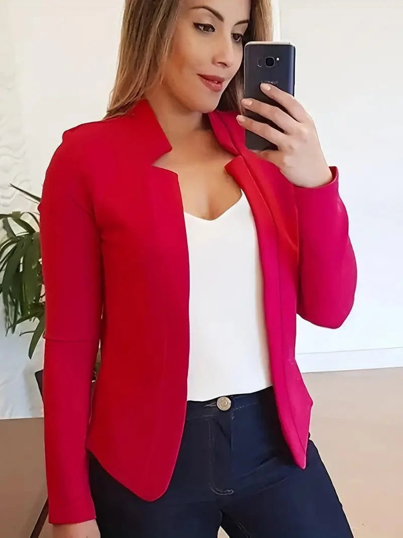 Sophisticated Split Front Blazer with Long Sleeves