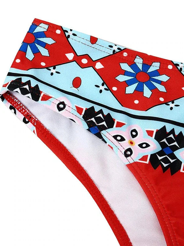 Floral Print Halter Neck Bikini Set for Women