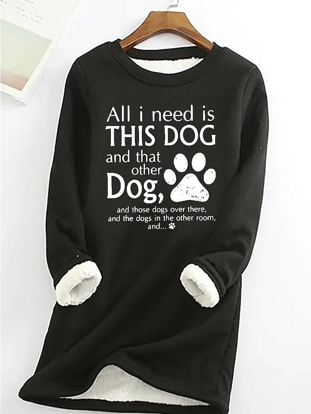 Women's Letter Printed Sherpa Fleece Lined Sweatshirt Pullover