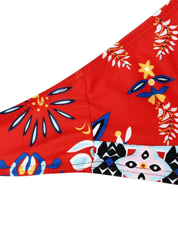 Floral Print Halter Neck Bikini Set for Women