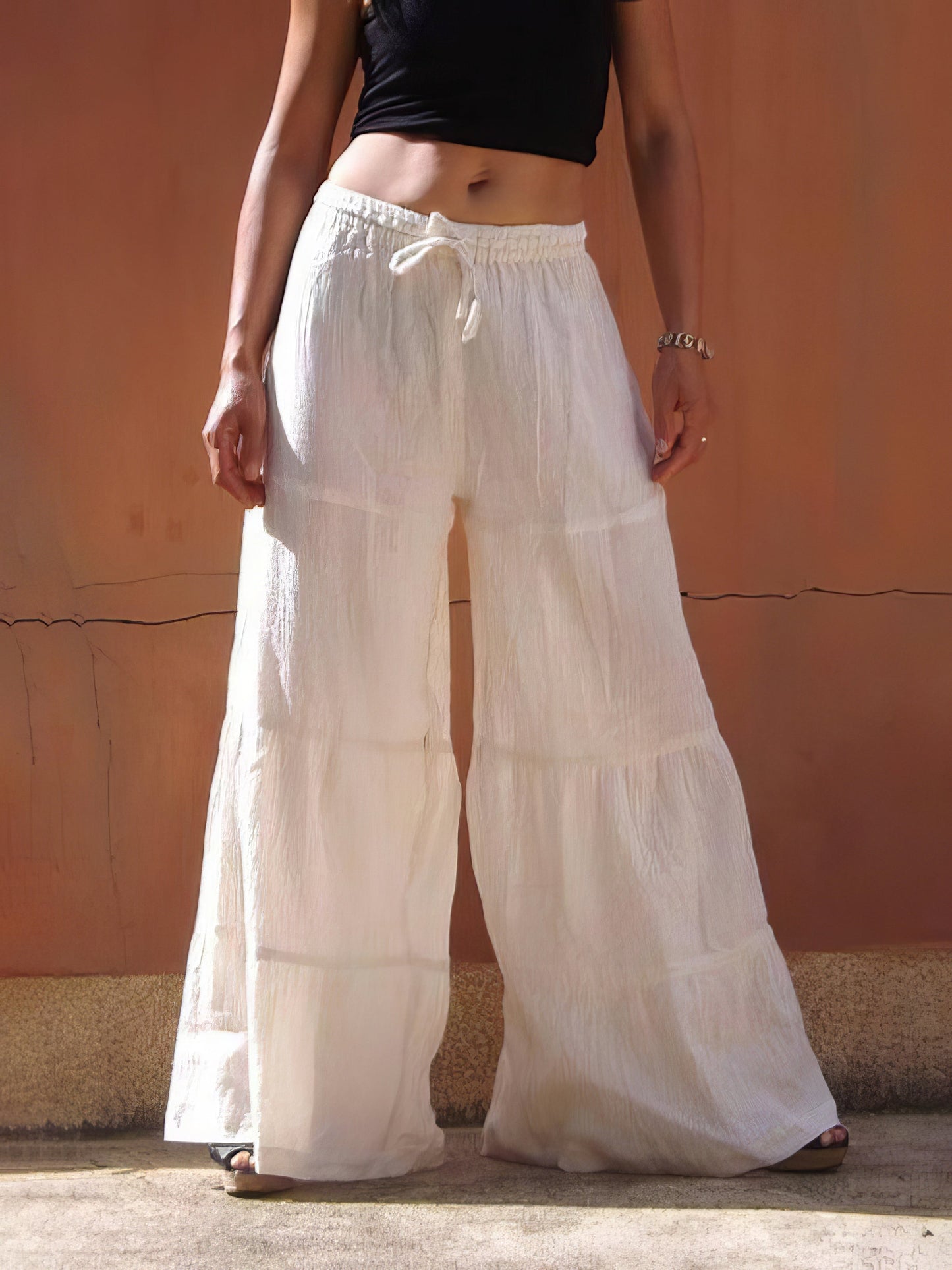 Wide Leg Pants in Plus Size with Elastic Waist and Loose Fit