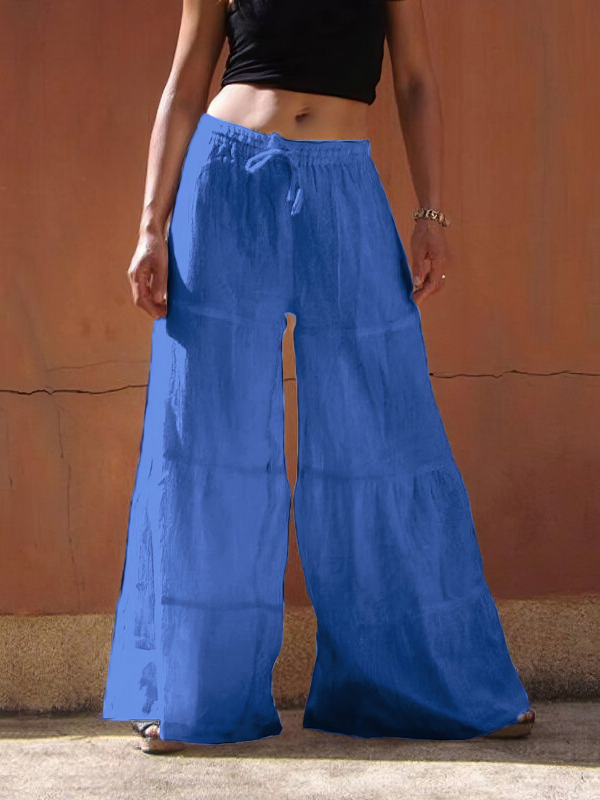 Wide Leg Pants in Plus Size with Elastic Waist and Loose Fit