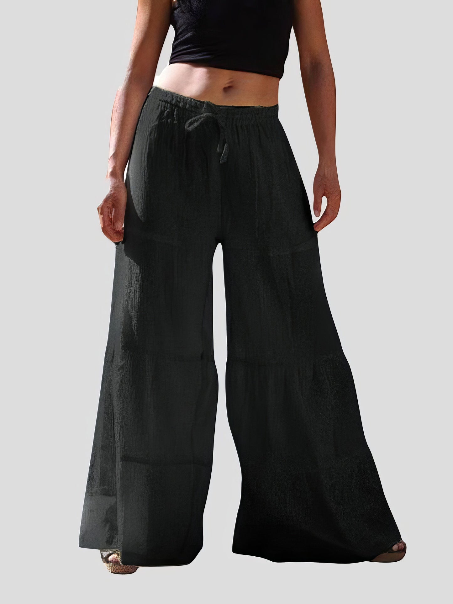 Wide Leg Pants in Plus Size with Elastic Waist and Loose Fit