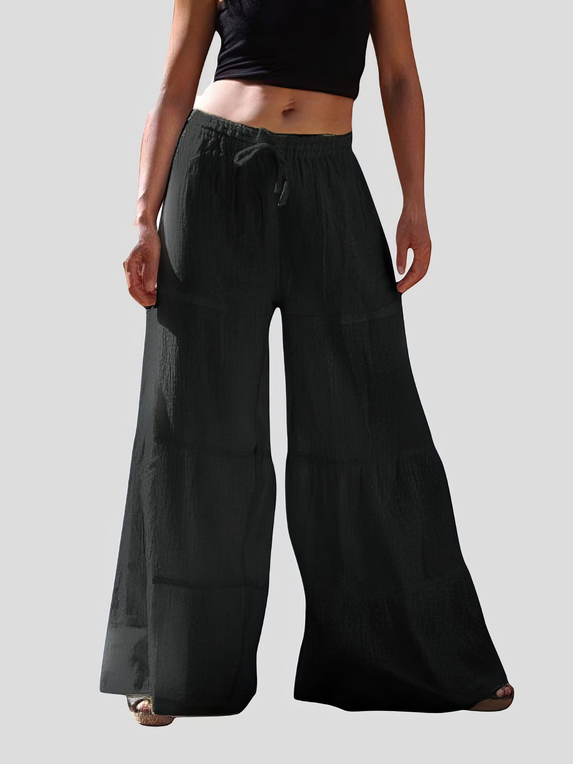 Wide Leg Pants in Plus Size with Elastic Waist and Loose Fit