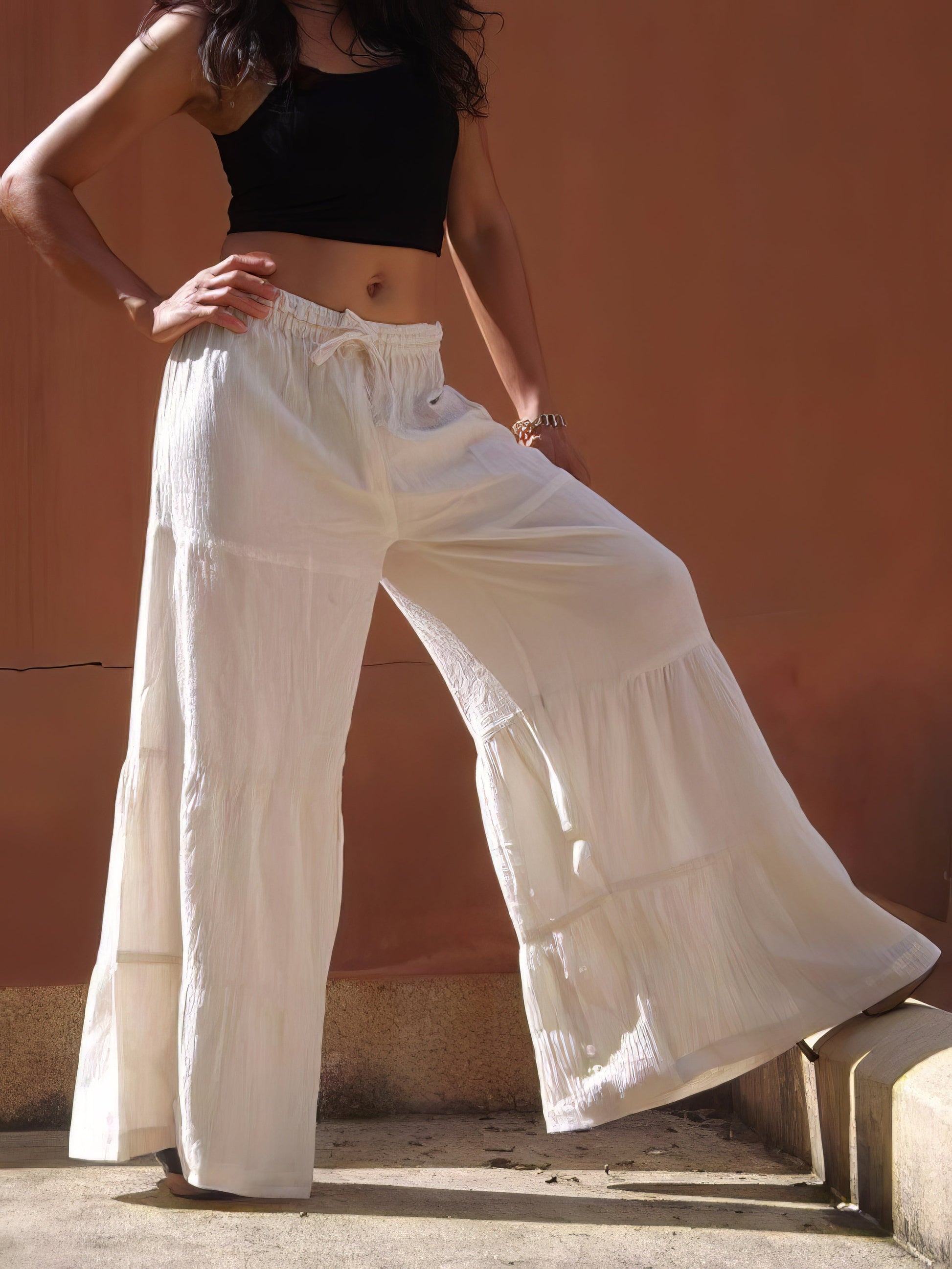 Wide Leg Pants in Plus Size with Elastic Waist and Loose Fit
