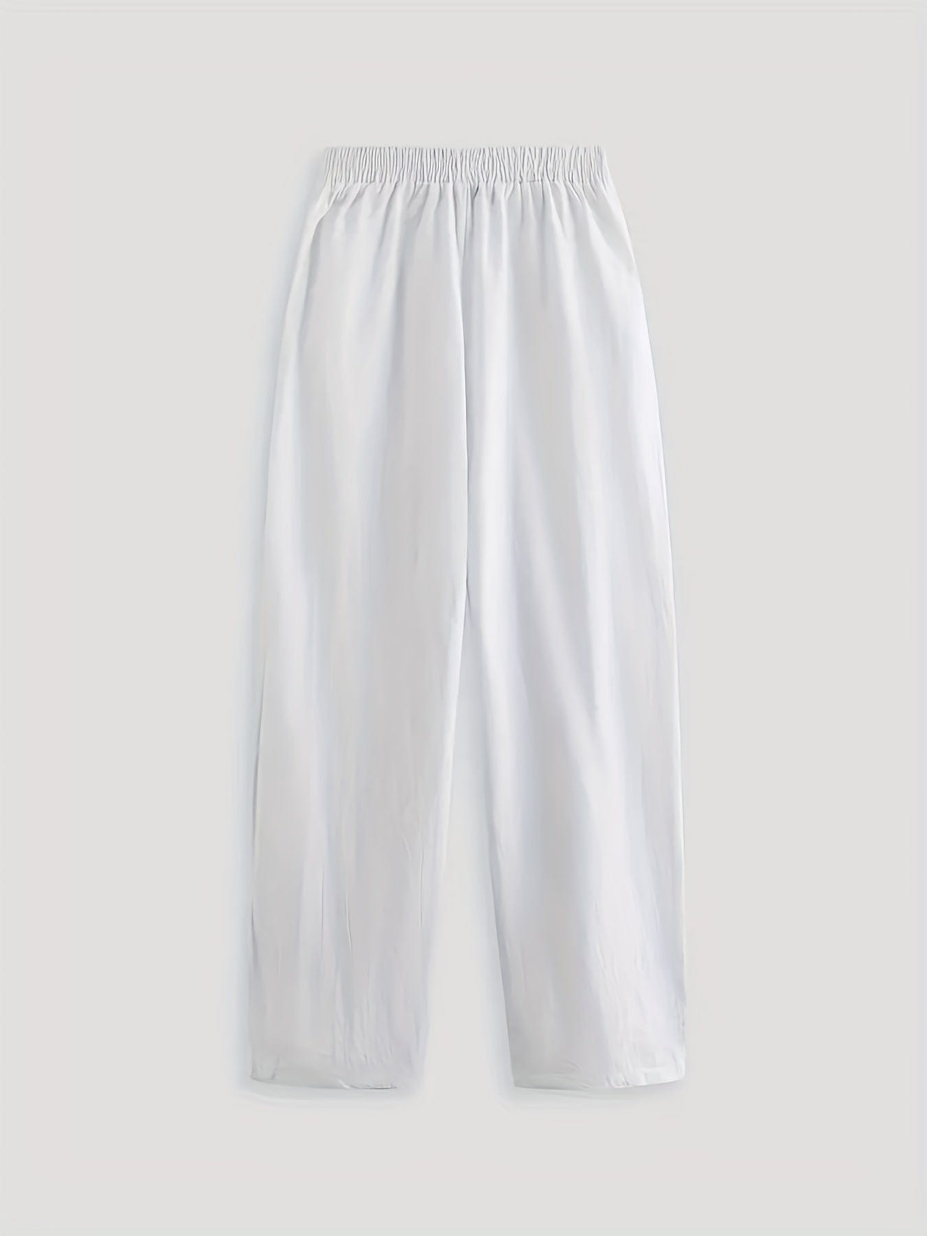 Casual Solid Elastic Waist Pockets Loose Pants