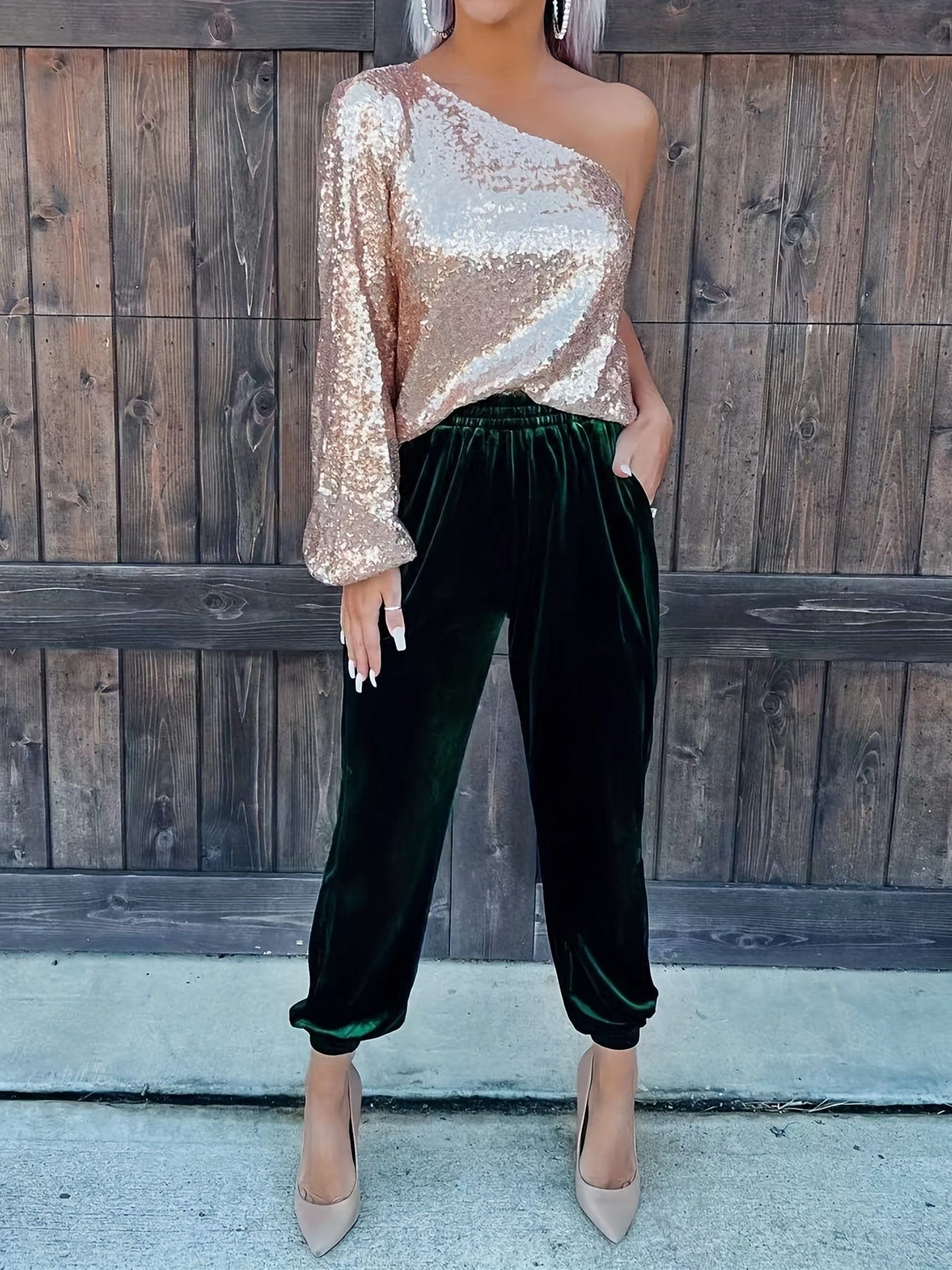 Casual Solid Elastic Waist Slant Pockets Pants