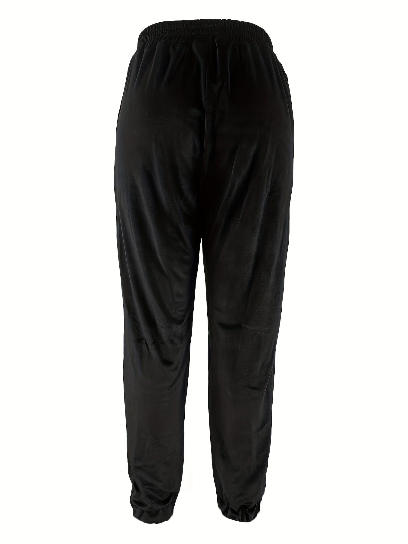 Casual Solid Elastic Waist Slant Pockets Pants