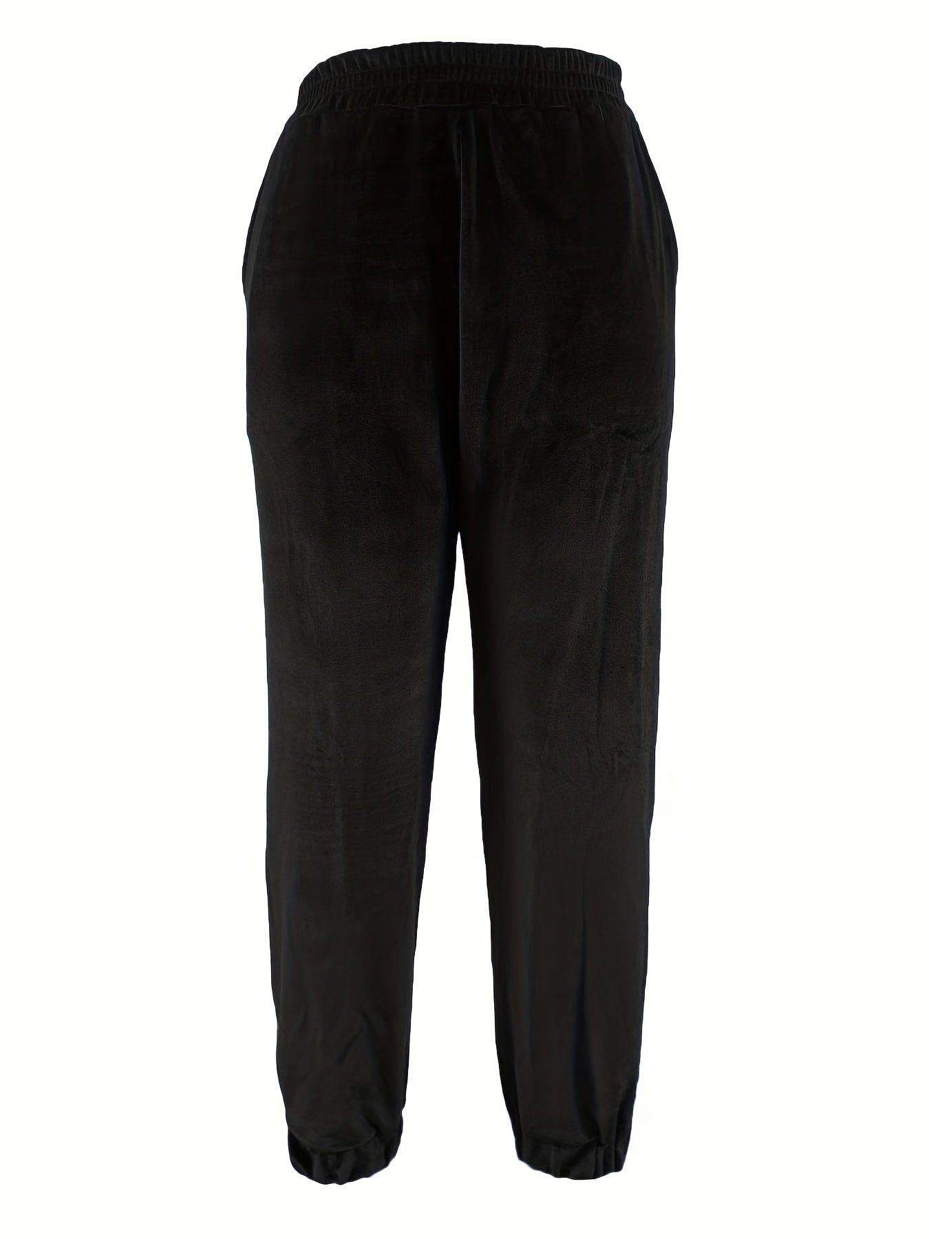 Casual Solid Elastic Waist Slant Pockets Pants