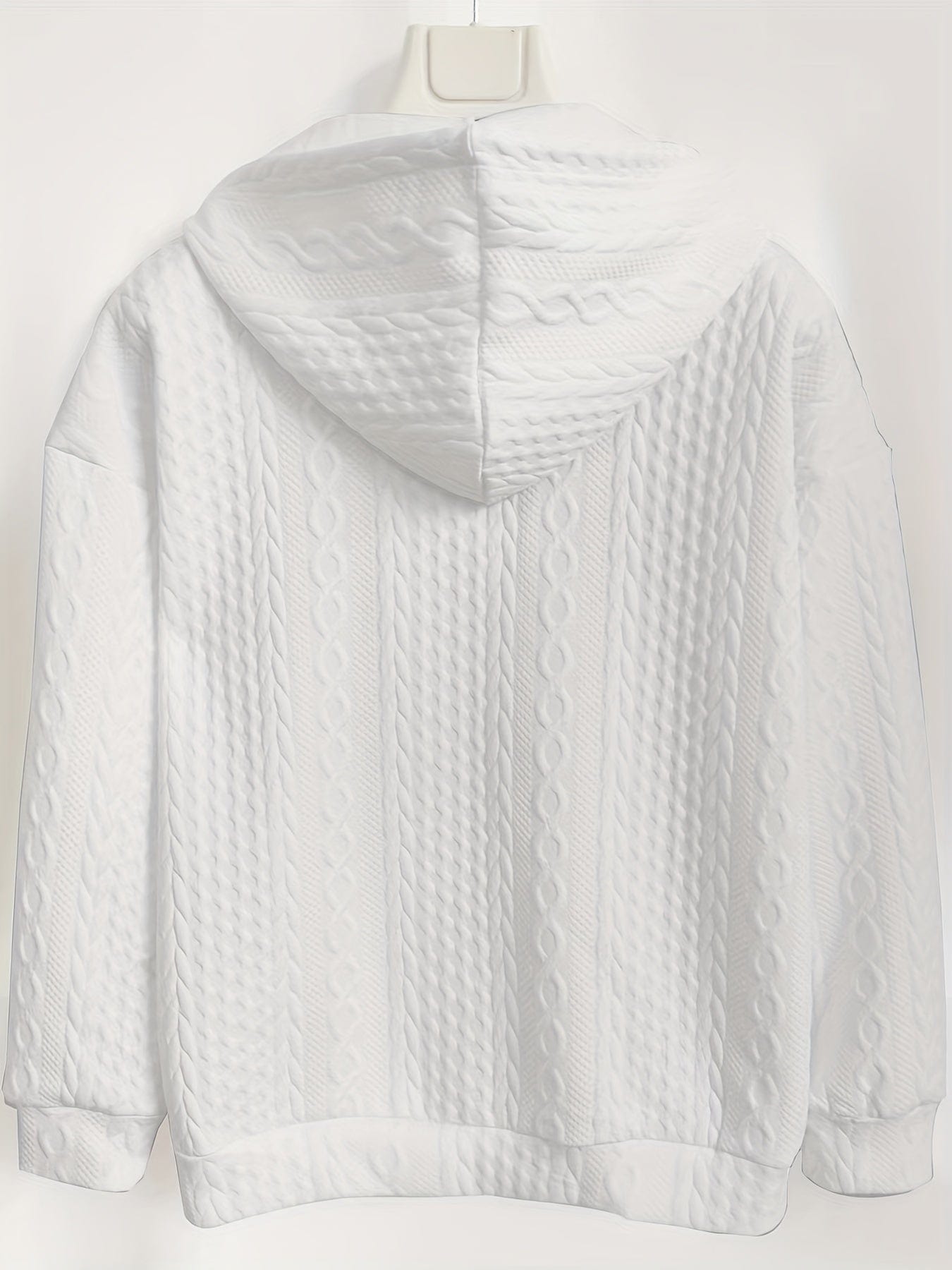 Casual Stylish Comfy Cable Knit Zip Drawstring Hoodie