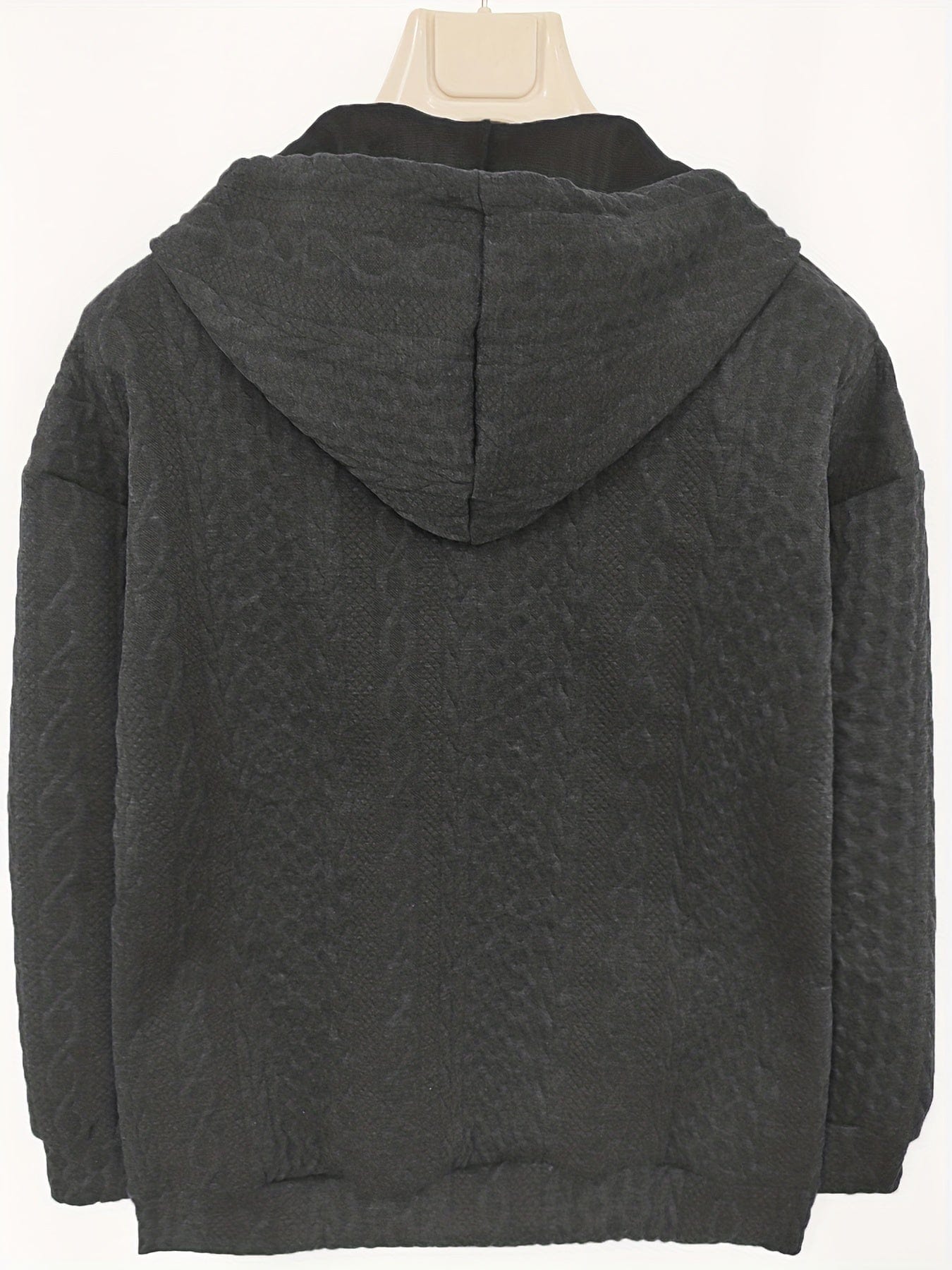 Casual Stylish Comfy Cable Knit Zip Drawstring Hoodie