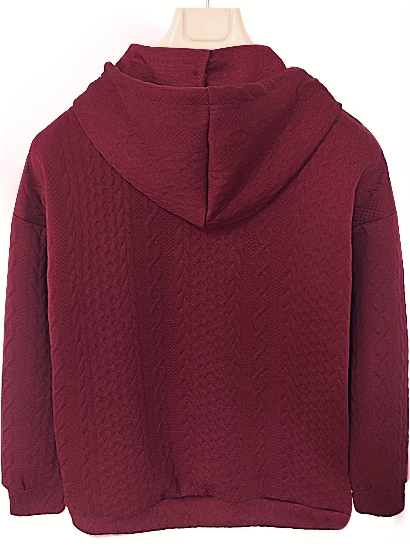 Casual Stylish Comfy Cable Knit Zip Drawstring Hoodie