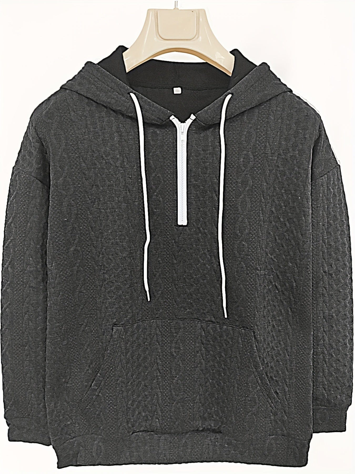 Casual Stylish Comfy Cable Knit Zip Drawstring Hoodie