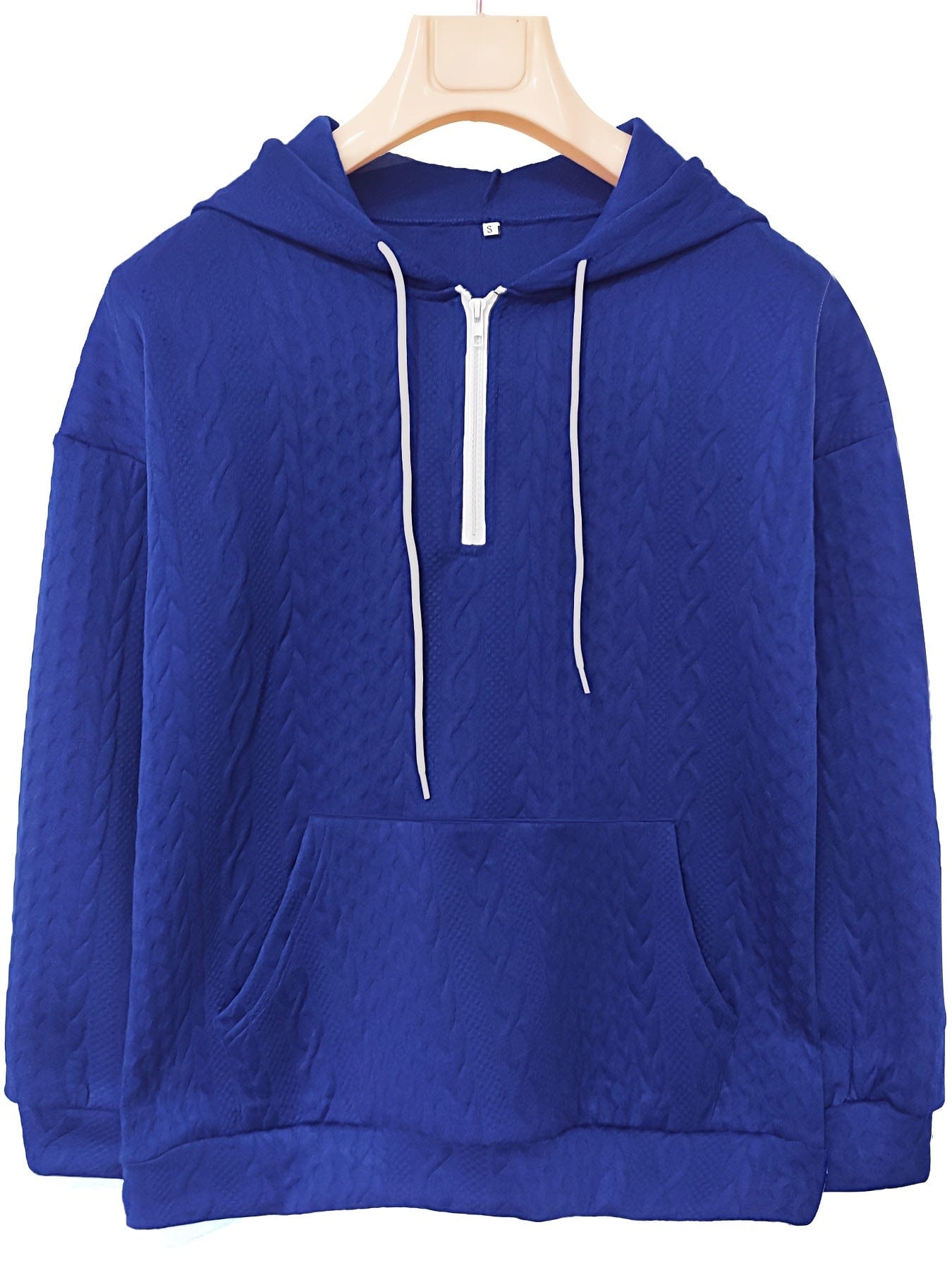 Casual Stylish Comfy Cable Knit Zip Drawstring Hoodie
