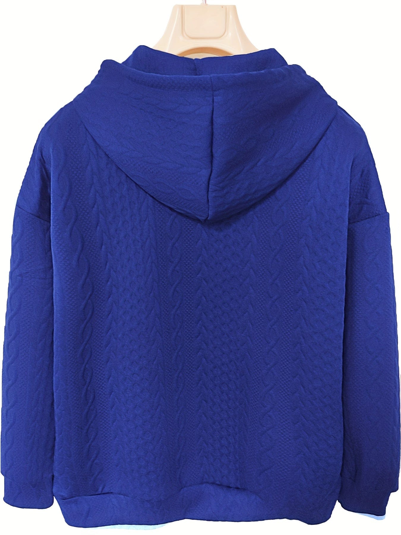 Casual Stylish Comfy Cable Knit Zip Drawstring Hoodie