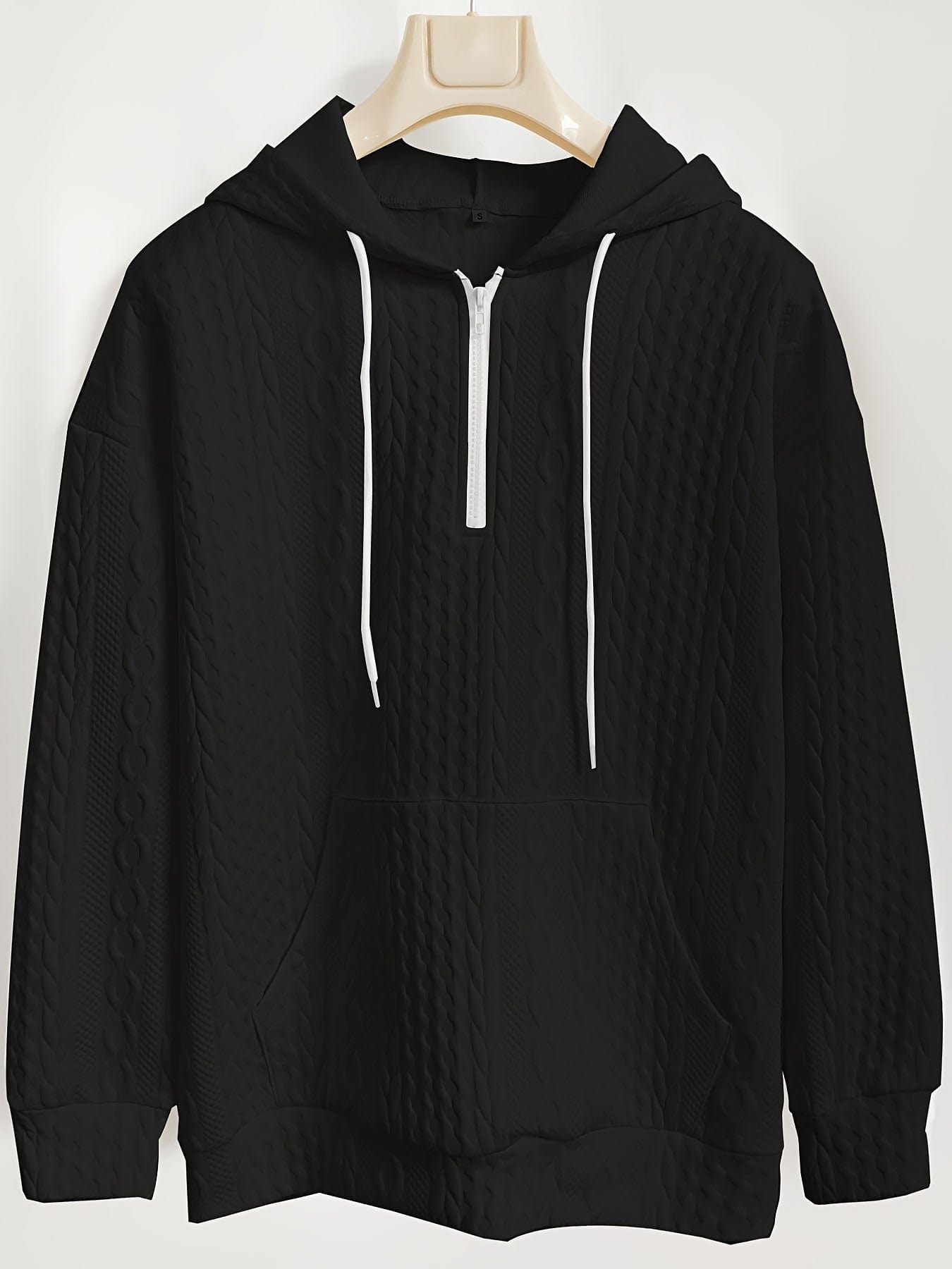 Casual Stylish Comfy Cable Knit Zip Drawstring Hoodie