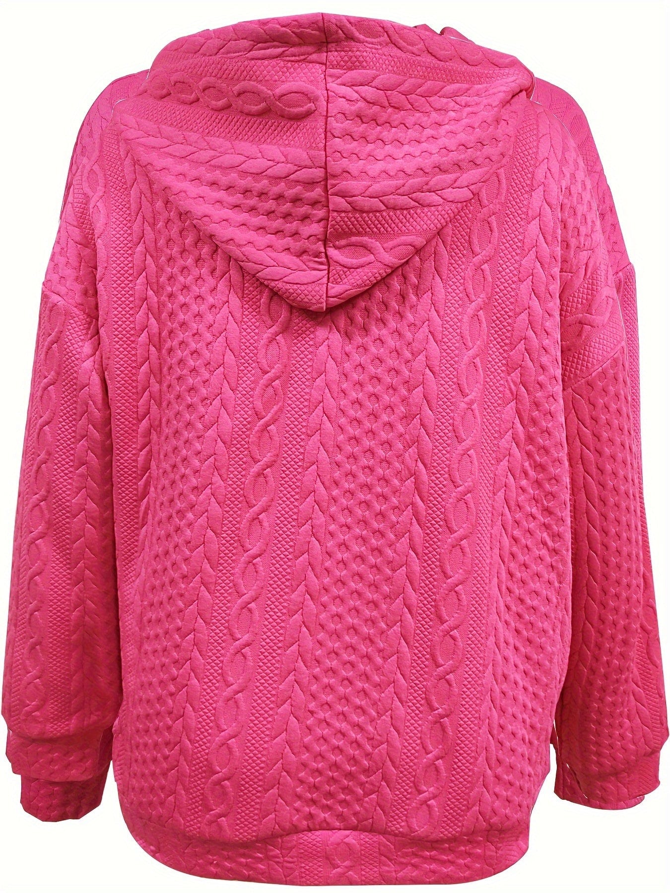 Casual Stylish Comfy Cable Knit Zip Drawstring Hoodie