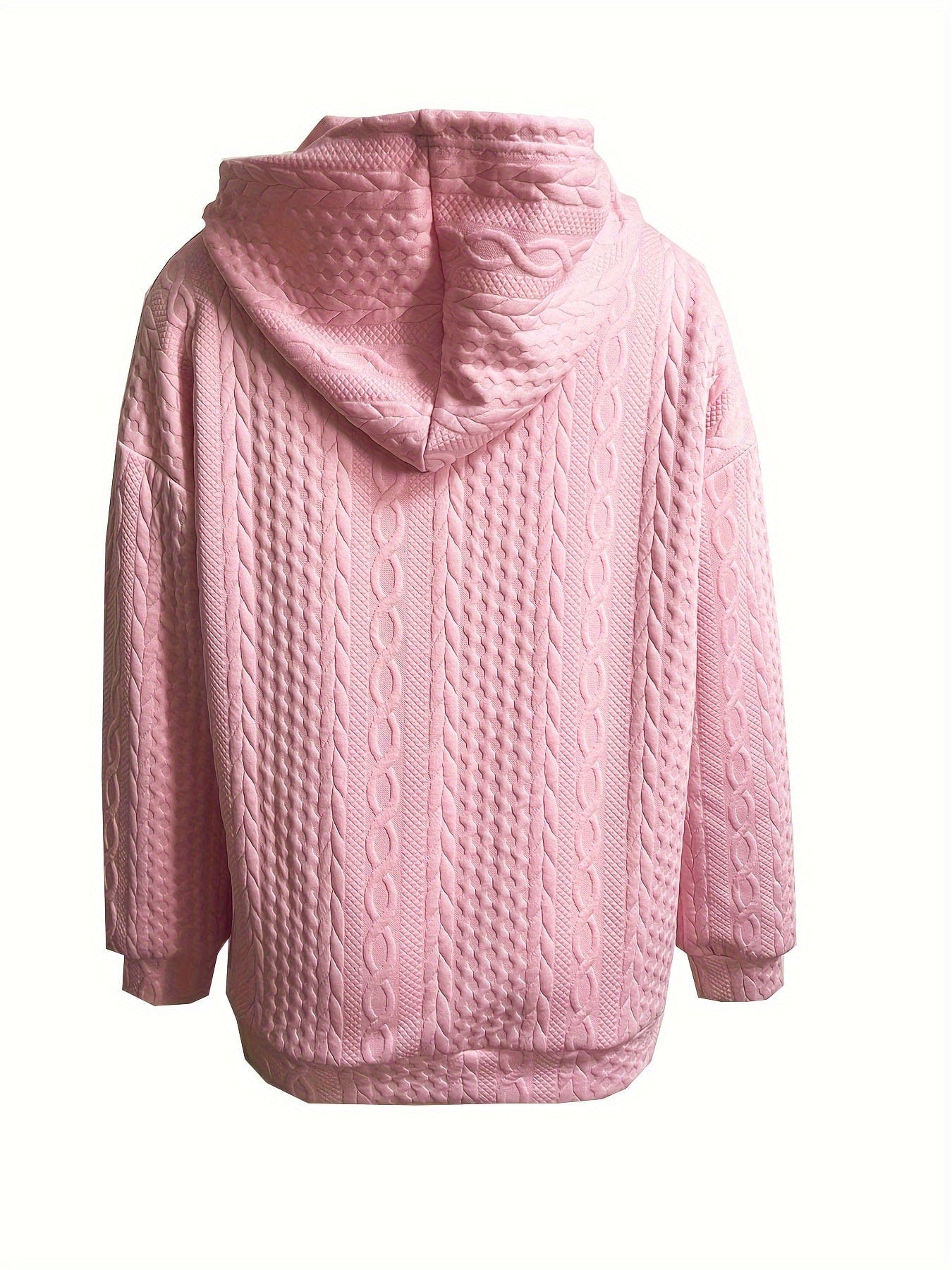 Casual Stylish Comfy Cable Knit Zip Drawstring Hoodie