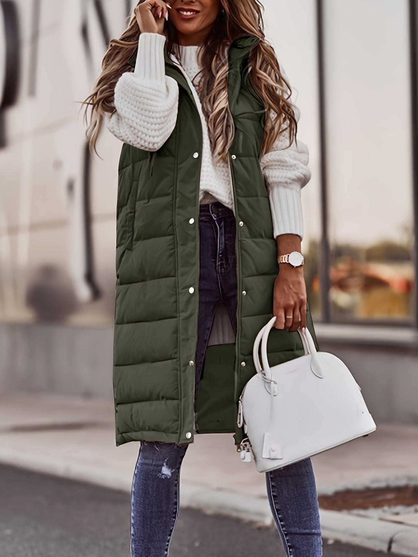 Casual Stylish Sleeveless Button Front Hooded Coat