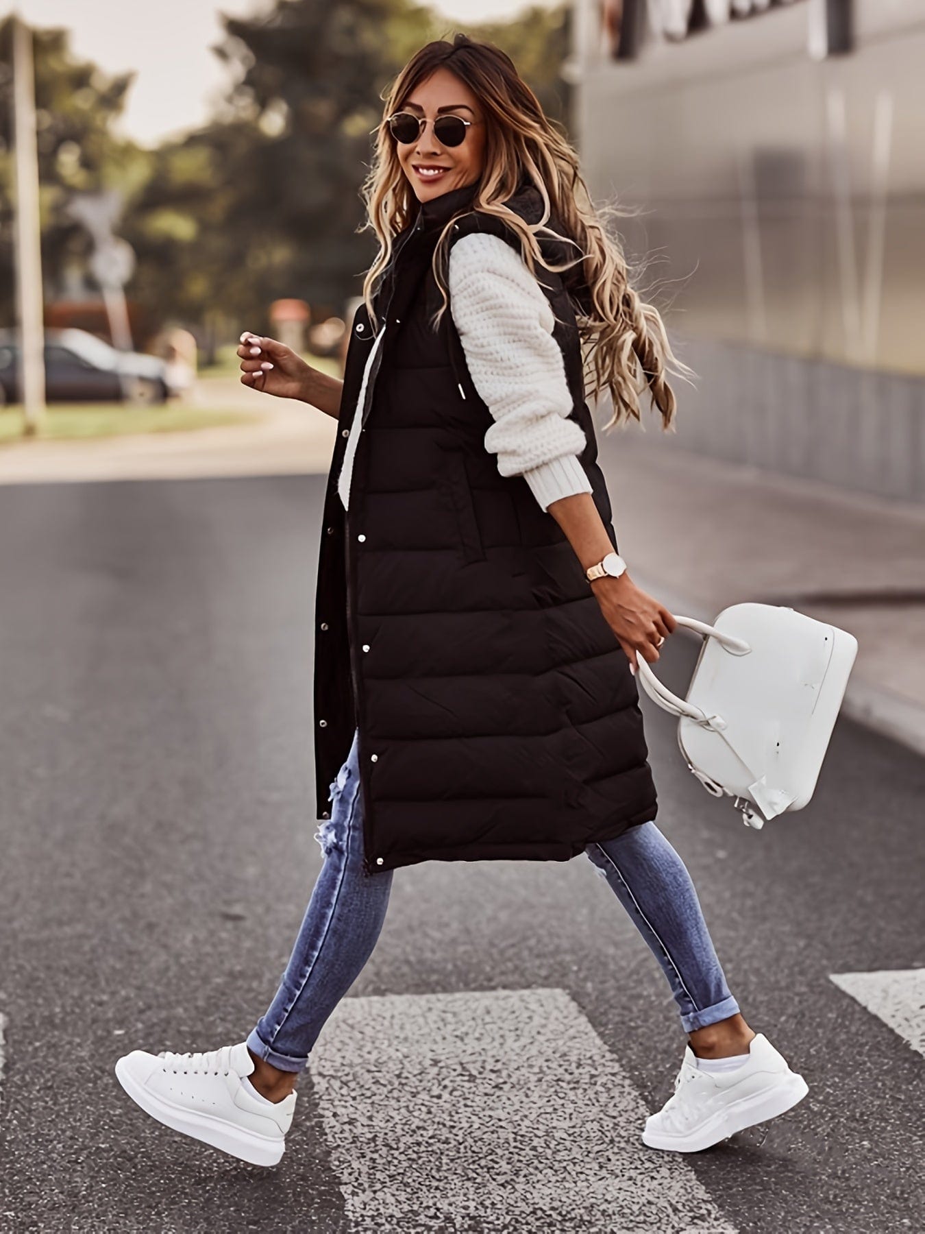Casual Stylish Sleeveless Button Front Hooded Coat
