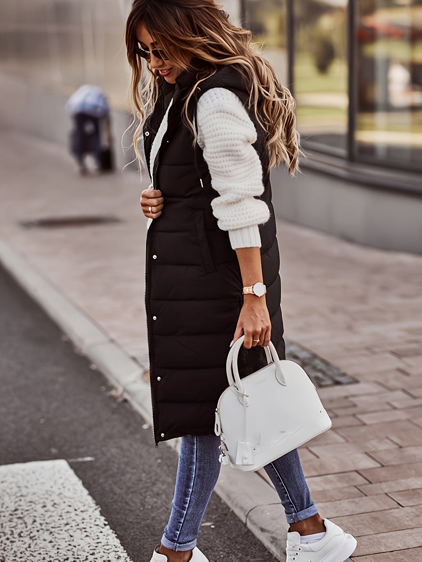 Casual Stylish Sleeveless Button Front Hooded Coat