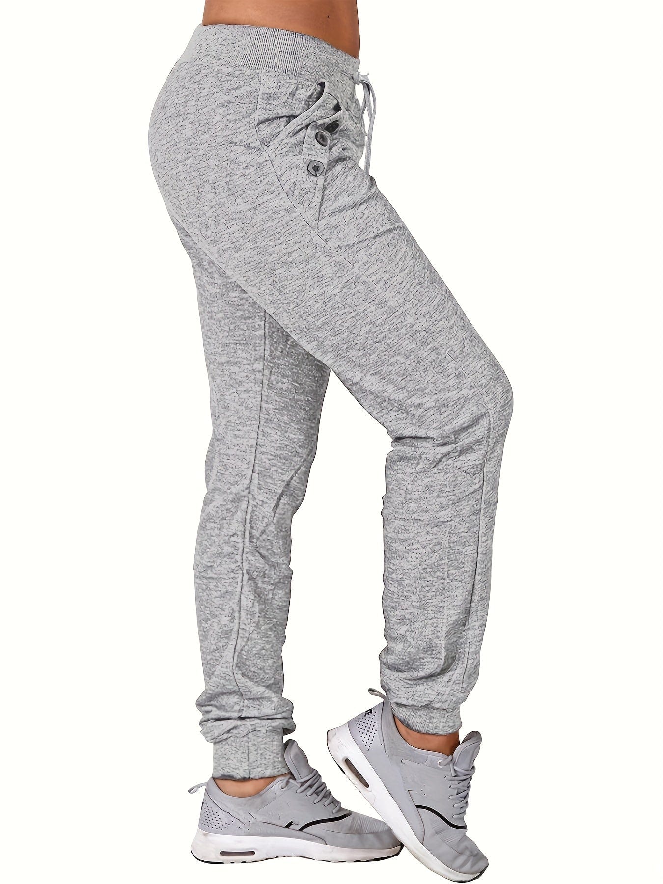 Casual Versatile Solid Tie Waist Pockets Pants