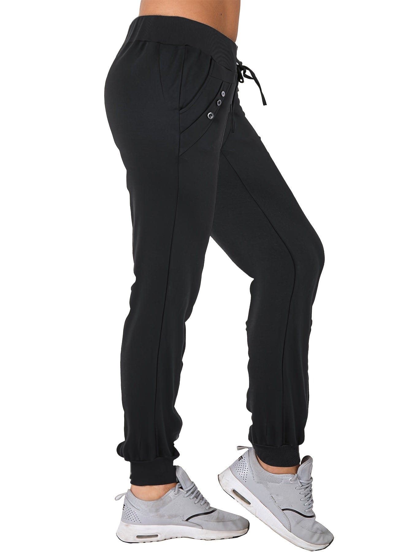 Casual Versatile Solid Tie Waist Pockets Pants