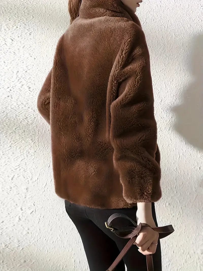 Cozy Solid Drawstring Zip-Up Long Sleeve Warm Coat