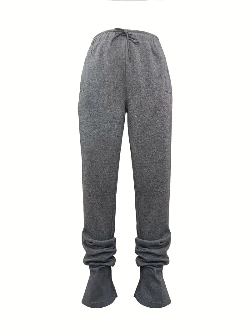 Cozy Solid Extra-Long Drawstring Dual Pockets Pants