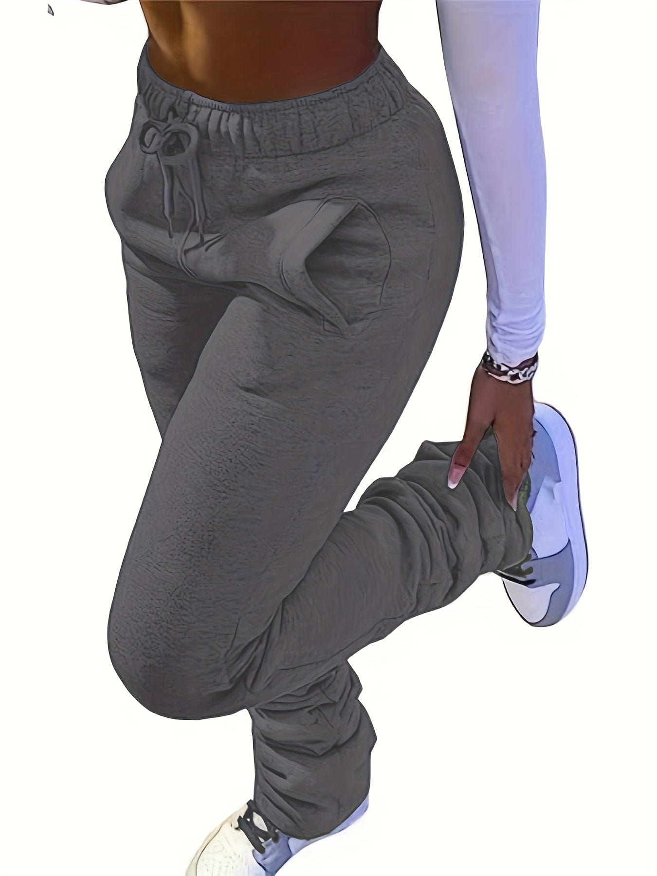Cozy Solid Extra-Long Drawstring Dual Pockets Pants