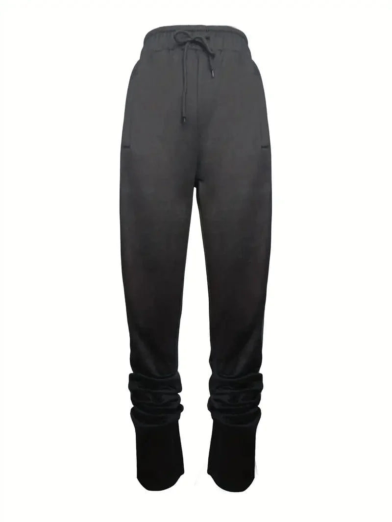 Cozy Solid Extra-Long Drawstring Dual Pockets Pants
