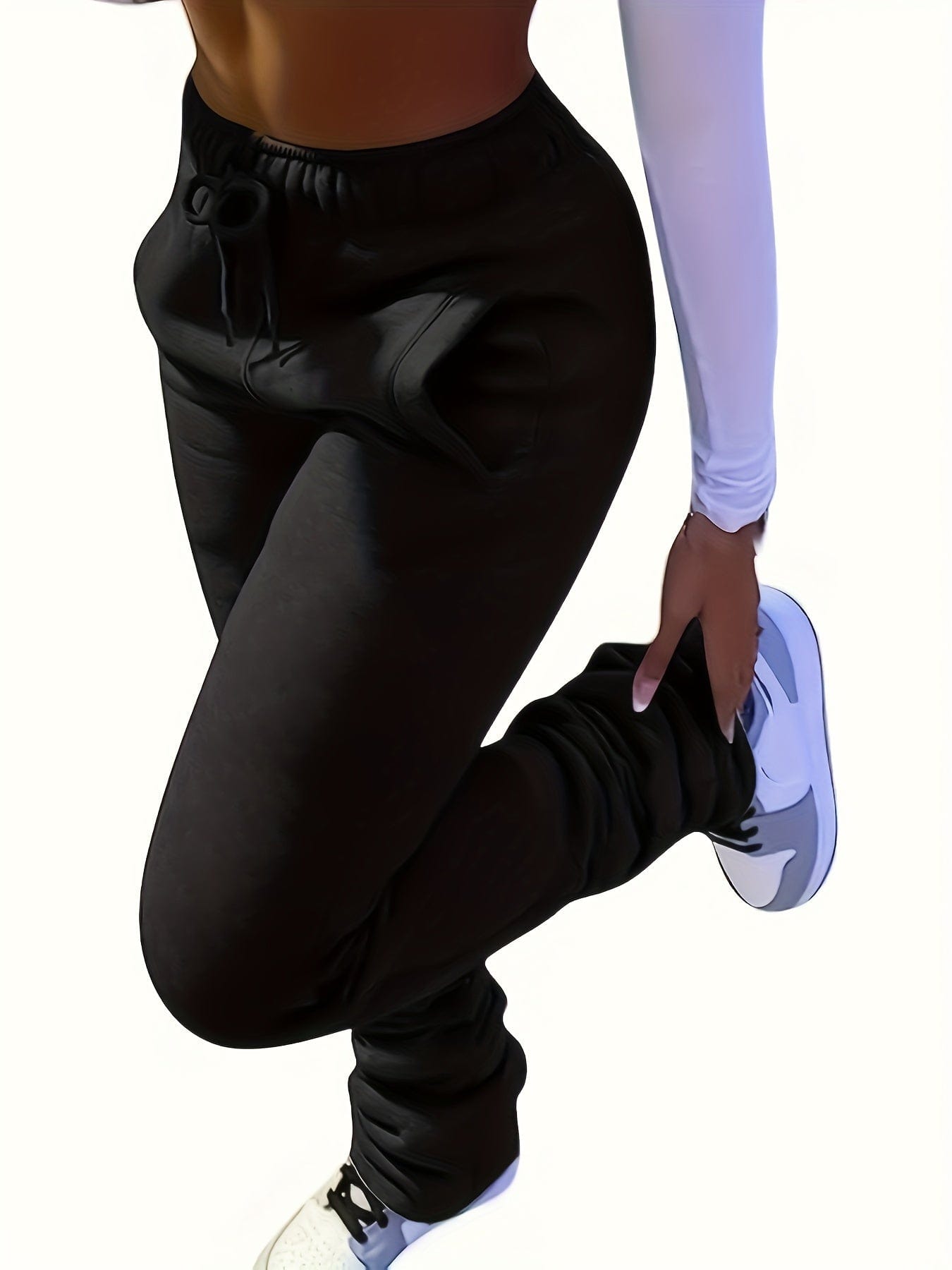 Cozy Solid Extra-Long Drawstring Dual Pockets Pants