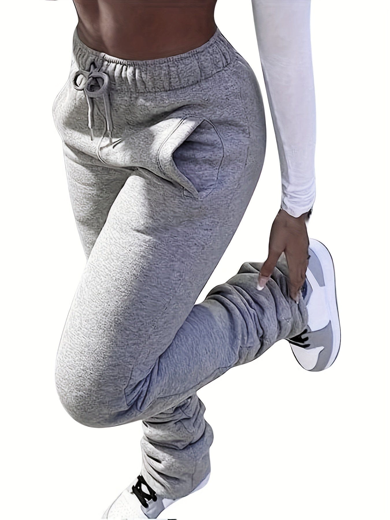 Cozy Solid Extra-Long Drawstring Dual Pockets Pants