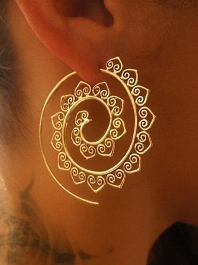 Elegant Filigree Wave Alloy Hoop Earrings for Women's Christmas Party and Wedding