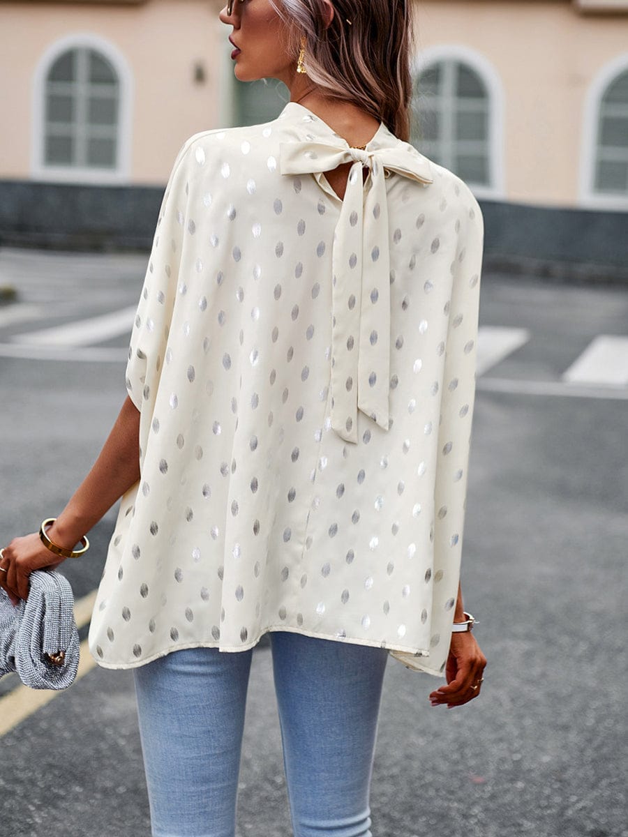 Loose Stand Collar Elegant Commuting Long Sleeved Blouse