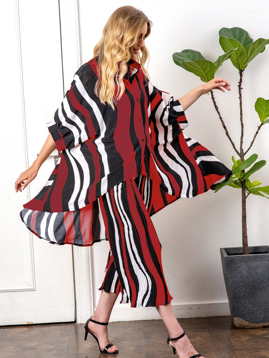 Personality Print Loose Dolman Sleeve Two-Piece Set