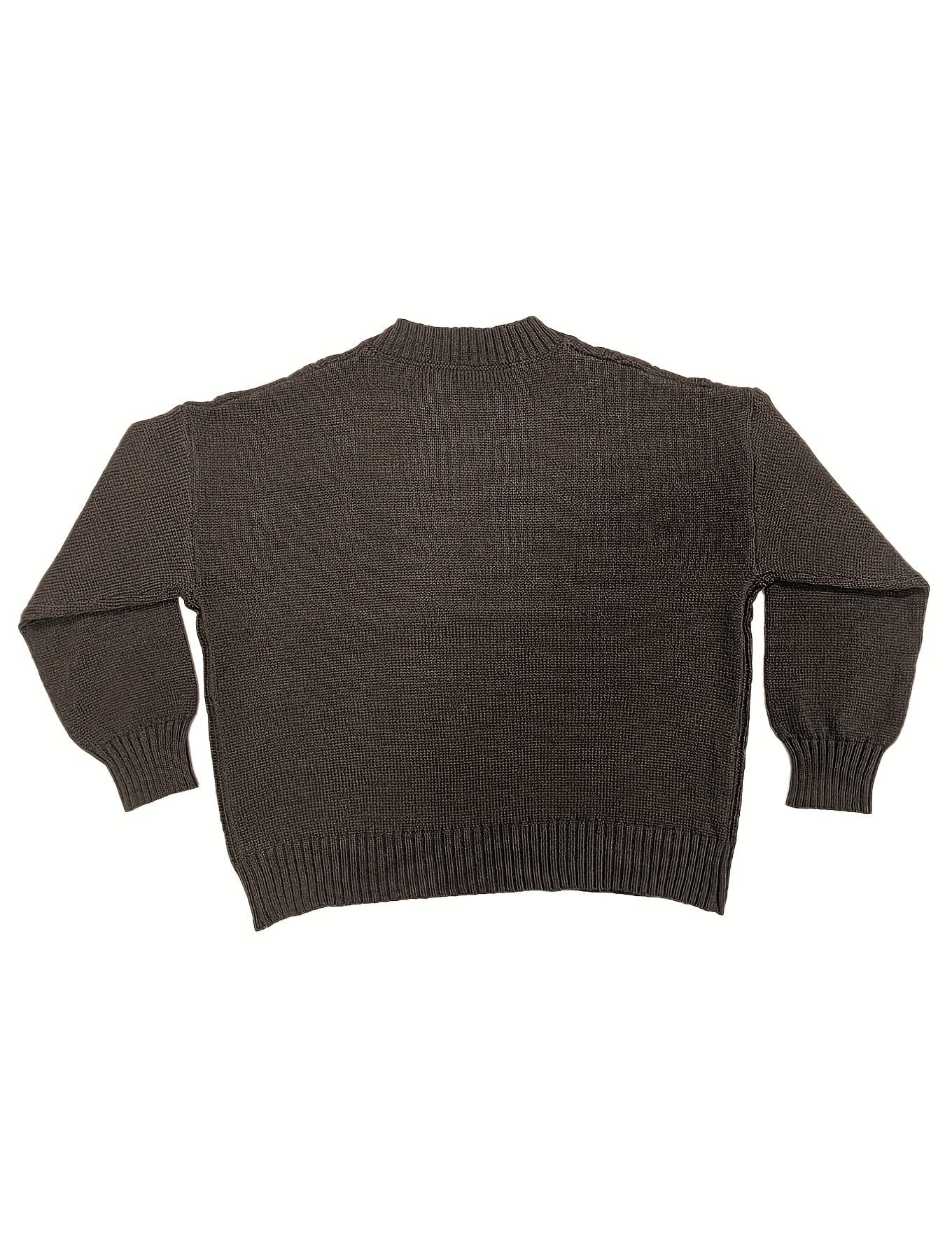 Plus Size Casual Sweater, Women's Plus Solid Jacquard Long Sleeve Notched Neck Slight Stretch Sweater