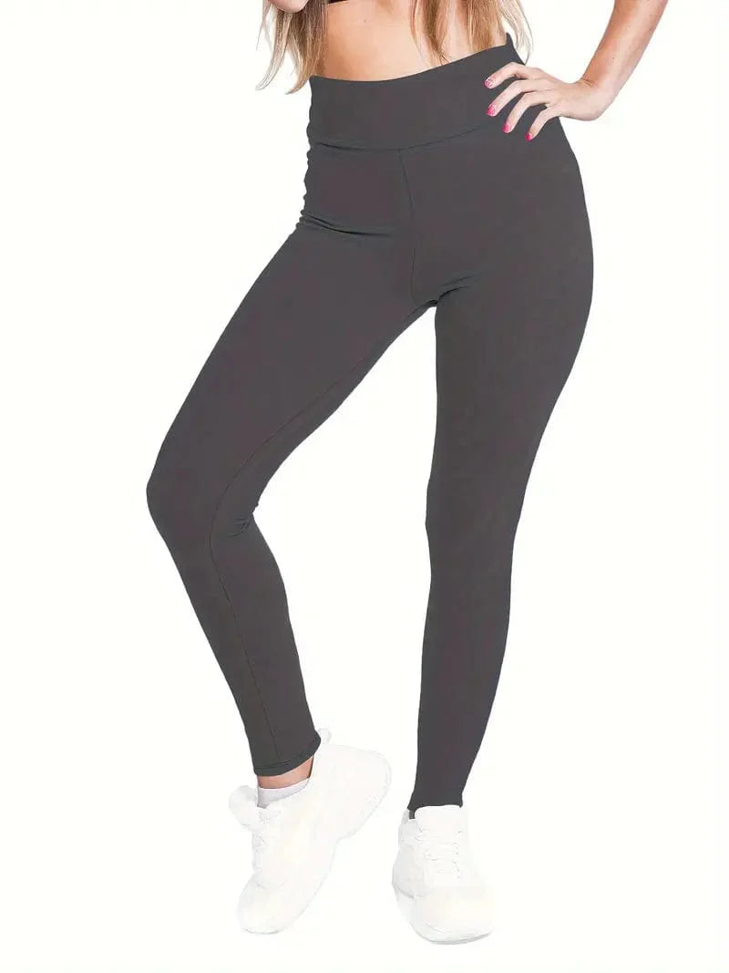 Solid High Waist Stretchy Casual Leggings Pants