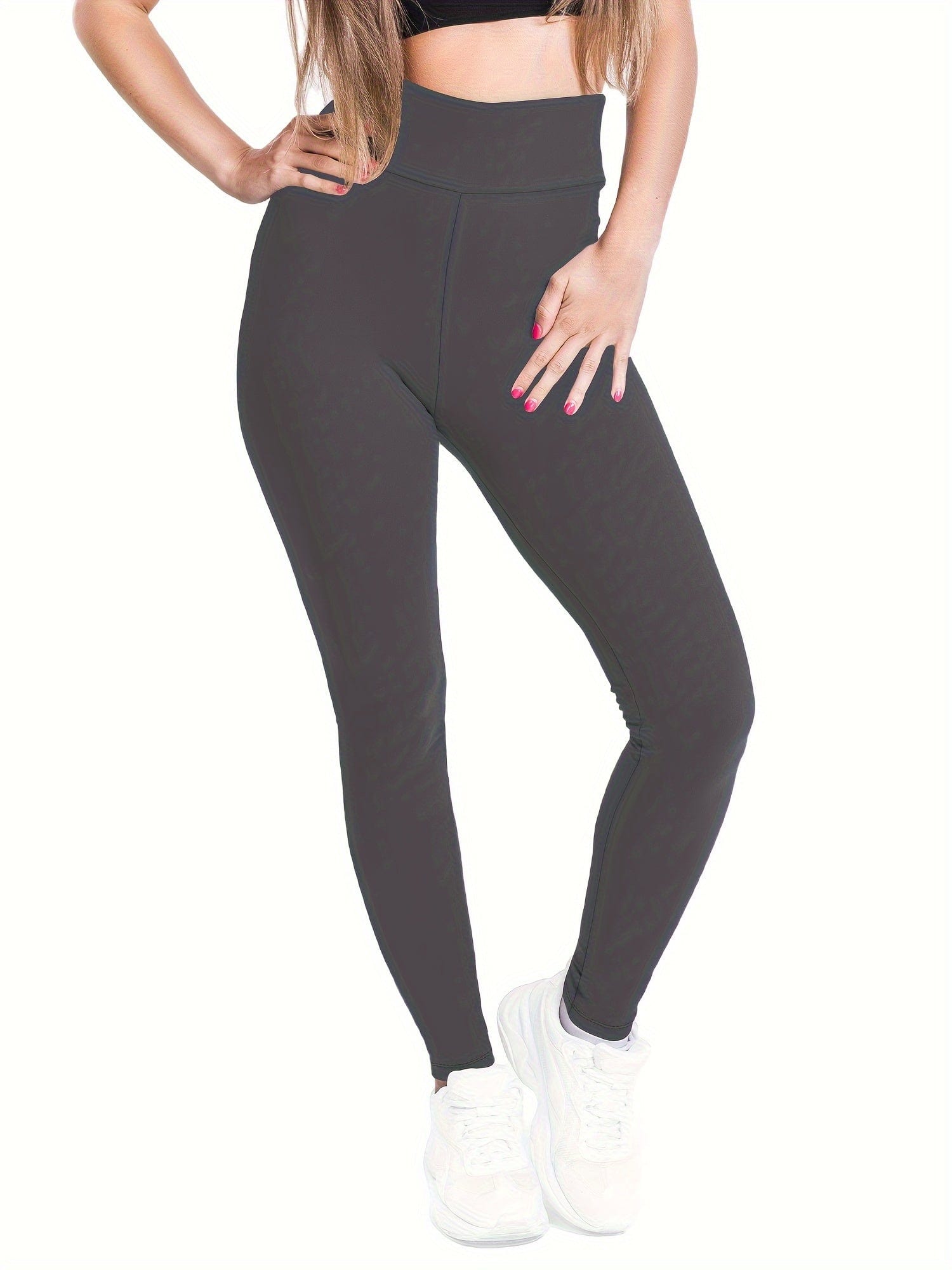 Solid High Waist Stretchy Casual Leggings Pants