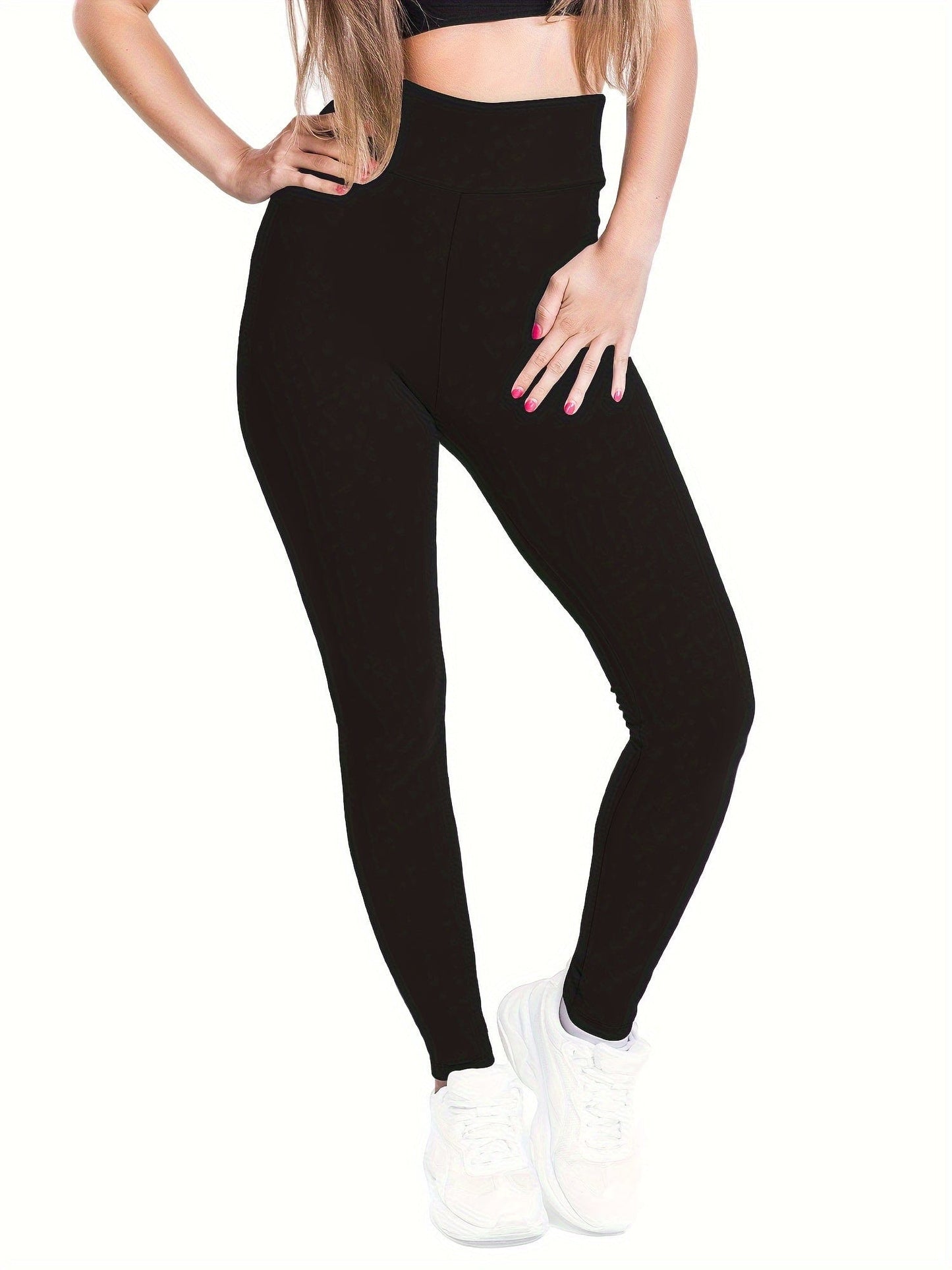 Solid High Waist Stretchy Casual Leggings Pants